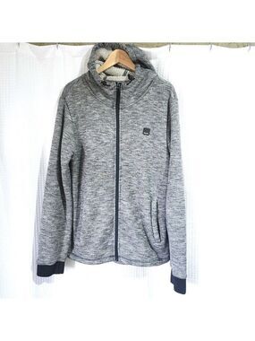 Bench Fleece Lined Jacket Men's Size LG Sweater Hooded Full Zip Grey w Pockets